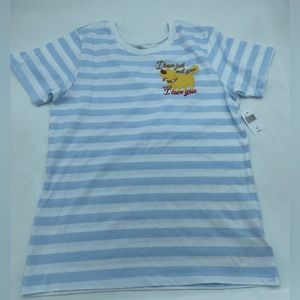 NWT Disney Parks Pixar UP! Doug Dog I Love You Adult Small Striped Blue T-shirt